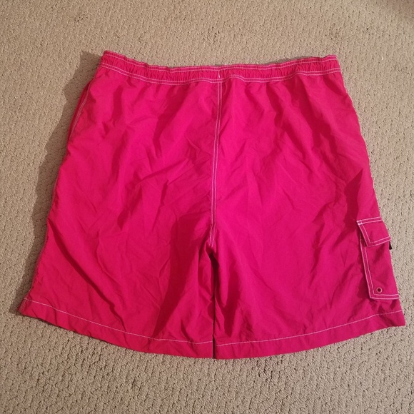 Lands' End Mens Solid Volley Swim Trunks Red - Picture 3 of 8